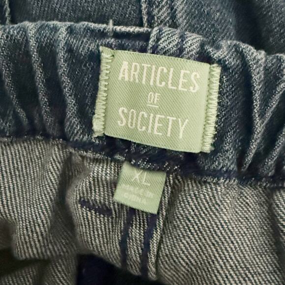 ARTICLES OF SOCIETY | Denim Look Slouchy Drawstring Pants Medium Wash | SIze XL - Picture 5 of 8